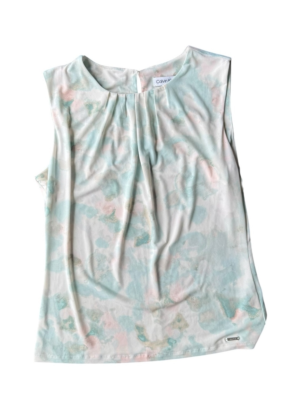 🌼5 For $25🌼 
Calvin Klein Pastel Aqua & Pink Sleeveless Blouse Size S